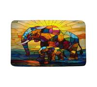 Elephant Stained Glass Vintage Boho Elephant Sunshine Moden Abstract Art Zerbino Asciugapassi Antiscivolo Zerbino Ingresso Lavabile In Lavatrice Tappeto Da Bagno Per Vasca Doccia 40X60Cm