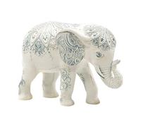 Elephant Statua Decor | Resin Figurine With Embossed Floral Pattern And Auspicious Symbolic Design | Decorative Animal Sculpture Elegant Craftsmanship | Living Room Office Entryway TV Console Desktop