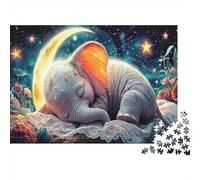 Elephant Thick Paper Baby Elephant Sleeping Under Moon Jigsaw Puzzle Bundle for Seniors Brain Training Secret Santa Gift 38x26cm/1000pcs