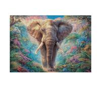 Elephant Vibrant Floral Puzzle 300 Pezzi Per Ferragosto Cartone Riciclato Per Famiglie Per Vacanze Estive Attività Di Gruppo Con Poster Incluso Migliore Vendita 300 PCS