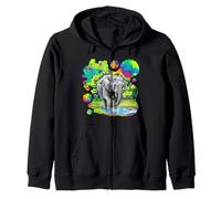 Elephant who plays in the water Felpa con Cappuccio