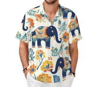 Elephant's Stance Camicia a maniche corte - Top estivo casual con bottoni, Nero, 7X-Large-8X-Large