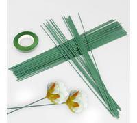 Elepl 100 Pezzi Steli per Fiori Finti con 1 Guttaperca Verde 30CM Filo Floreale Metallico 2MM Stelo Filo per DIY Produzione Composizione Floreale Fiori Artificiali Ghirlanda (Verde)