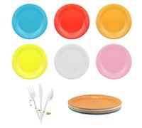ELEpl 120 Pezzi Piatti Carta Colorati Rotondi Piattini Carta Biodegradabile Stoviglie per Feste 7 Pollici Piatto Compleanno per Matrimonio Fai da Te Fatti a Mano 6 Colori
