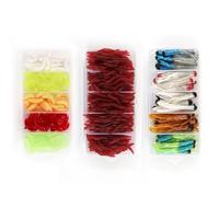 Elepl 350 Pezzi Esche da Pesca Vermi in Plastica Morbida Pesca Accessori Artificiale Esche Morbide Adatto per Esche da Pesca