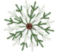 Elepl 48 Pezzi Rami di Pino Artificiale 24cm Rami di Aghi di Pino con Neve Finta Rami di Abete Plastica per Albero di Natale Ghirlanda Fai da Te Decorazione per la Casa