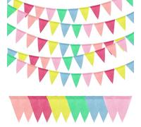Elepl 5 Pezzi Bandierine Colorate 60 pcs Bandierine Triangolari 9.8 piede Bandierine Banner Gagliardetti Bandierine Compleanno per Decorazione Matrimoni Giardino Campus Caffetteria