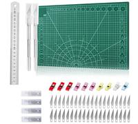 ELEpl Tappetino Taglio A3 Autorigenerante Verde Doppia Faccia Tappetino Modellismo con Righello in Acciaio 42 Lama di Ricambio 10 Clip da Cucito 2 Coltello Intaglio Cutting Mat per Artigianato Cucito