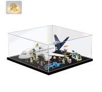 ELEpure Teca Plexiglass Acrilico per Lego 60367 Passenger Airplane 10284 Collezionismo, Vetrina Trasparente Grande Scatola con Base in Legno-plastica & Luce, Nero Interno 50x50x25cm