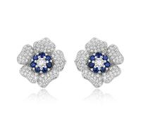EleQueen Orecchini da donna scintillanti a forma di fiore con cinque petali di zircone, delicati orecchini a perno con zirconia cubica, gioielli alla moda floreali per anniversario/matrimonio