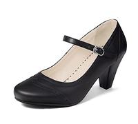 elerhythm Scarpe da donna Two Tone Mary Jane Classic e Retro anni '20 Pump Heels Gatsby Oxford, modello vintage anni '50, con punta rotonda chiusa, cinturino alla caviglia, Nero , 37 EU