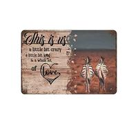 Elerwall Targa in metallo retrò, 20,3 x 30,5 cm, con scritta "This is us a little bit crazy a whole lot of love" (lingua italiana non garantita), per casa, cucina, bar, bar, grotta degli uomini