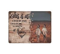 Elerwall Targa in metallo retrò, 40,6 x 30,5 cm, con scritta "This is us a little bit crazy a whole lot of love" (lingua italiana non garantita), per casa, cucina, bar, bar