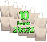 ELES VIDA 10 pezzi 28 x 32 cm borsa in cotone midi - Sacchetto di iuta - Borsa da farmacista naturale, set di borse, sacchetto regalo, certificato Oeko-Tex