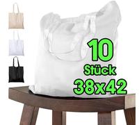 ELES VIDA Borsa in cotone per dipingere 38x42 - pezzi naturale per bambini con manico CORTO - certificato OEKO-TEX® non stampato - borsa in tessuto, borsa da