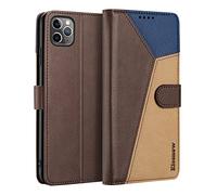 ELESNOW Cover iPhone 11Pro-5.8", Custodia in Pelle Magnetica Libro Flip Caso Portafoglio con [Kickstand] [Slot per Schede] [Chiusura Magnetica] per Apple iPhone 11 Pro (Marrone/Cachi/Blu)