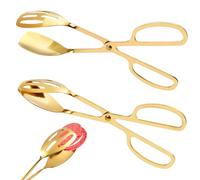 Elesunory 2 pinze da portata per buffet, 25,4 cm, in acciaio inox, pinze per insalata, pinze per servire insalata, pane, torte, bistecche, barbecue, grandi, oro