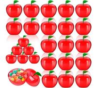 Elesunory 50 contenitori in plastica per mele, mini contenitori rossi trasparenti per mele, decorazioni per feste, Halloween, regali per insegnanti, rientro a scuola, matrimonio, San Valentino