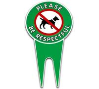 Eletina Cartello "No Peeing/Pooping Be Respectful Dog", verde, 15,2 x 30,5 cm, stile minimalista, latta e alluminio, da pavimento, prato