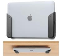 ELETIUO Supporto da parete e sotto la scrivania per computer portatile, con adesivo e viti, 26 mm di spessore, cuscinetti antigraffio, universale per MacBook, superfici, tastiere, tablet, switch e