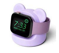 ELETIUO Supporto per caricabatterie in silicone per Apple Watch Series 8/Ultra/SE2/7/6/SE/5/4/3/2/1 (49/45/44/42/41/40/38 mm), per Apple Watch, supporta la modalità comodino, viola