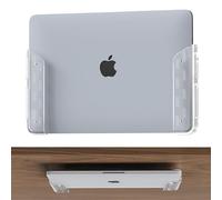 ELETIUO Supporto trasparente per PC da parete e sotto la scrivania, adesivo e avvitabile, 26 mm, cuscinetti antigraffio, universale per MacBook, superfici, tastiere, tablet, switch e altro