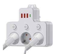 Elettrica Multipresa con Protezione da Sovratensione | Prolunga USB,Protezione dalle Sovratensioni Stazione di Ricarica Portatile | per Dormitorio Universitario, Tavolo, Scrivania da Lavoro, Ufficio,