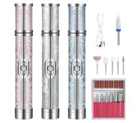 elettrica per trapano per unghie, ricaricabile tramite USB, accessorio per manicure, pedicure, portatile, leggera, 13,5 x 2 cm, rosa, blu, grigio, per la rimozione di smalto gel e unghie