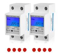 elettrico contatore di corrente alternata: 2 pezzi, contatore di corrente digitale LCD 5(80) A 220 V, contatore di corrente alternata, contatore di corrente alternato a 1 fase, 2P DIN