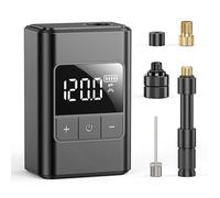 Elettrico Pompa Elettrica per Bicicletta, Mini Compressore Aria Portatile Auto, Dotato di 4 adattatori Type-C,1300mAh LED Digitale per 120PSI Gonfia Bici Portatile/Moto/Pallacanestro
