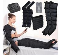 Elettrico Pressoterapia Massagg, 6-Camere Macchinario Pressoterapia, Total Body D'aria Pressoterapia Linfodrenaggio Macchinario Pressoterapia Per Casa Pressoterapia (Grigio, Nero)