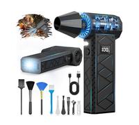 Elettrico Rimuovi Polvere, Display LCD Aria Compressa, 180.000 RPM Air Duster con 4 Marce Regolabili,Torcia e Luce Ausiliaria per Tastiera del Computer,Esterni, Auto Ecc.,Nero