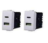 Elettrico Store Presa USB 2-in-1, USB + Type-C 3.1A, Compatibile con Bticino Matix, Set 2 Pezzi, Bianco