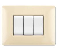 elettrocanali Placca Mylife Q Compatibile Frutti Bticino Living Inter Avorio 3 Posti