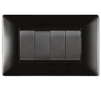 elettrocanali Placca Mylife Q Compatibile Frutti Bticino Living Inter Nero 4 Posti