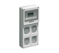 elettrocanali Quadro Industriale Stagno Ip65 Grigio 8 Moduli per 4 Prese Ec69023