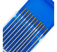 Elettrodi di tungsteno TEN-HIGH TIG con 1,5% lantanio, WL15 (oro) lantanio tungsteno elettrodo, 2,4 mm x150 mm, confezione da 10 pezzi.