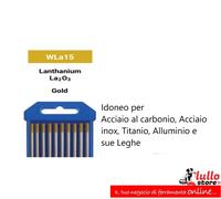 Elettrodi tungsteno TIG Puro Cerio Torio Lantanio vari diametri e confezioni