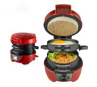 Elettrodomestici per panini Multifunzione, Cottura Rapida in 5 Min, Grill Sandwich/Hamburger Con Conto Alla Rovescia Digitale,Pressa per Hamburger per una Colazione Veloce (Rosso)