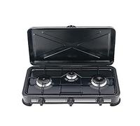 ELETTROFERROITALIA Minerva 3 - Fornello a Gas 3 Fuochi, Acciaio smaltato, Potenza 2.9Kw, 59.5 x 33.5 x 11 cm (NERO)
