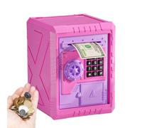 Elettronica per cassaforte ATM con serratura a codice | Scatola salvadanaio per ragazzi e ragazze di 4, 5, 6, 7, 8, 9, 10 anni, per risparmiare denaro reale, rosa