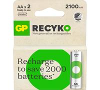 Elettronica - Vari - Blister 2 Batterie Ricaricabili Stilo Aa 2100 Mah Gp Recyko