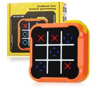 Elettronico Tic Tac Toe Bolt Gioco 4-in-1, Console Giochi Tris Elettronico Silenziosa, Giochi Portatili da Viaggio, Gioco di Reazione e Logica per Adulti, Ricaricabile (1-4 Giocatori), Arancione