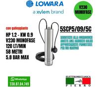 ELETTROPOMPA POMPA SOMMERSA MONOBLOCCO 5" V230 SCUBA COMP IDROGO ES