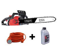 Elettrosega 2400w 46cm Scheppach cse2600 + prolunga 20 mt + olio catena 1 lt