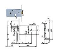 Elettroserratura da Infilare per Fasce 76 mm H 550 70 Mm, Frontale 20 mm
