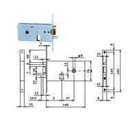 Serratura metallo infilare elettrica 550 iseo b.q zinc f.mm 16 f.ovale m2+scr h.