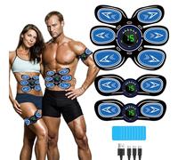 Elettrostimolatore Addominali, Elettrostimolatore Muscolare, Elettrostimolatore per Un Allenamento a Tutto Corpo, 6 modalità e 15 Intensità, 10 Ricambio Gel Pezzi