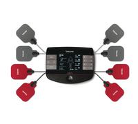 Beurer Dispositivo TENS/EMS digitale EM 89 con funzione calore, 4 in 1 per terapia del dolore, stimolazione muscolare, massaggio e calore, 4 canali regolabili separatamente, 8 elettrodi autoadesivi