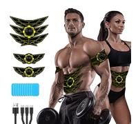 Elettrostimolatore Muscolare Addominali, Elettrostimolatore per Addominali, Elettrostimolatore per Un Allenamento a Tutto Corpo, 8 modalità e 15 Intensità, 10 Ricambi di Idrogel （Giallo）
